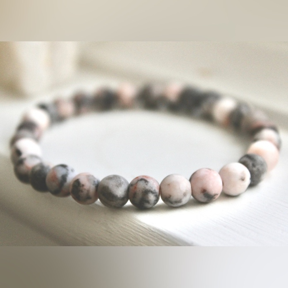 Pink Zebra Jasper Gemstone Chakra Balancing Bracelet